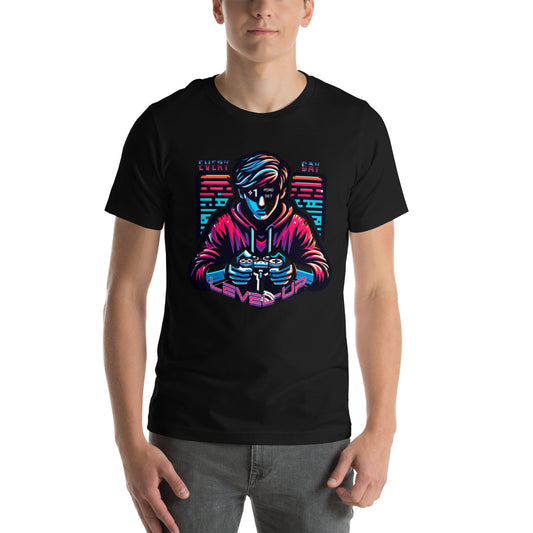 Crafted from 100% premium ring-spun cotton, this tee delivers a soft, breathable feel and a structured, athletic fit that moves with you through every grind. The clean and bold “Level Up” design makes it more than a tee—it’s a mindset you can wear.