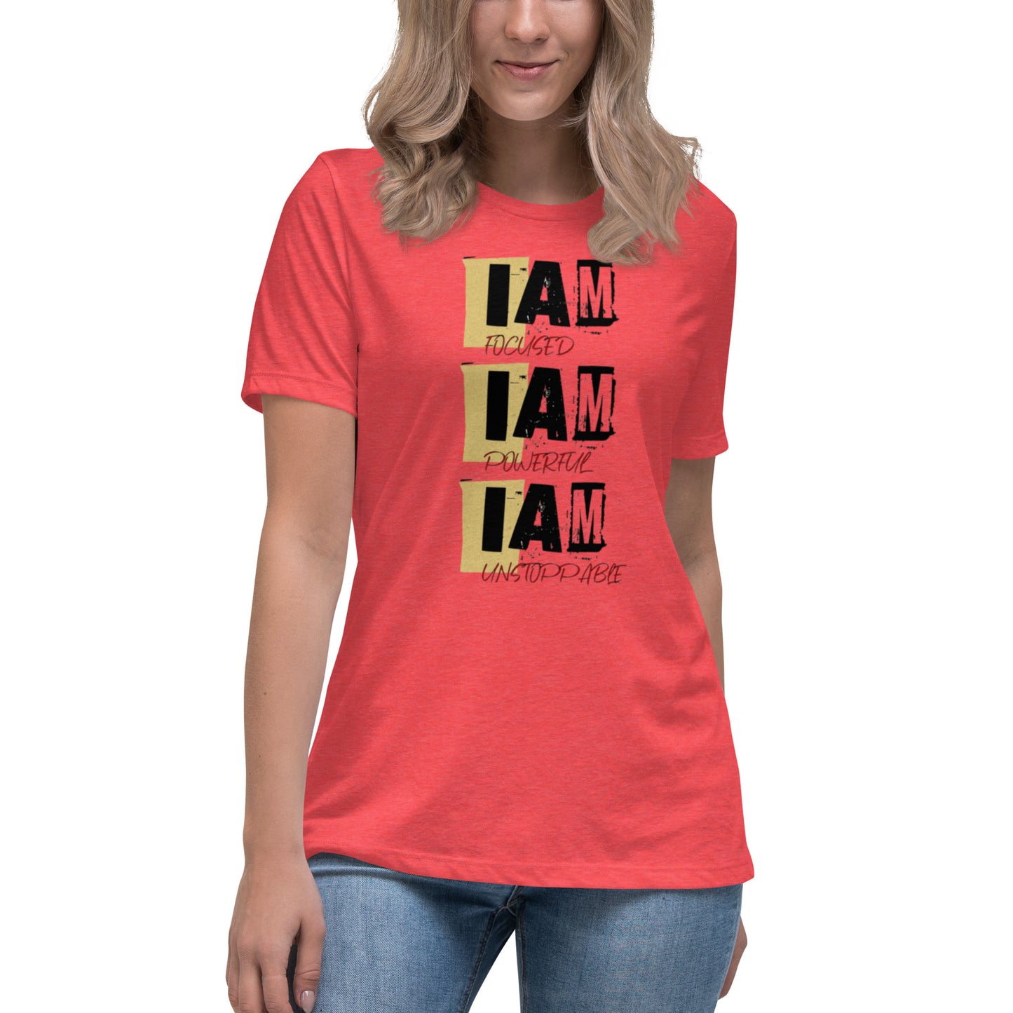 Crafted from super-soft, high-quality cotton, the tee features a relaxed, feminine fit that flatters all body types. The bold yet minimalist “I AM” statement design makes this shirt a go-to for both motivation and style—whether you’re working out, running errands, or leveling up your life.